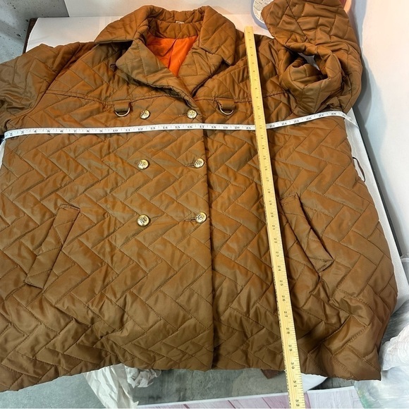 Women’s vintage plus size quilted puffer brown coat 2X pockets neutral - Picture 4 of 5
